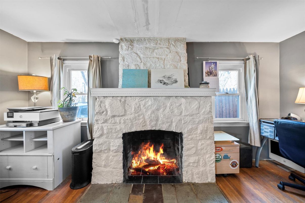 Fireplace, Interior, Stone Walls, Wood Texture Flooring