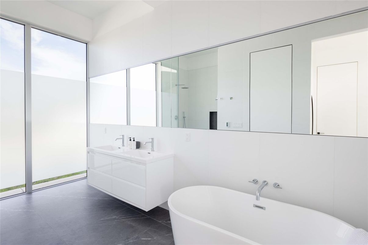 Bathroom, Dual Sink Vanities, Free Standing Baths, Interior, Marble