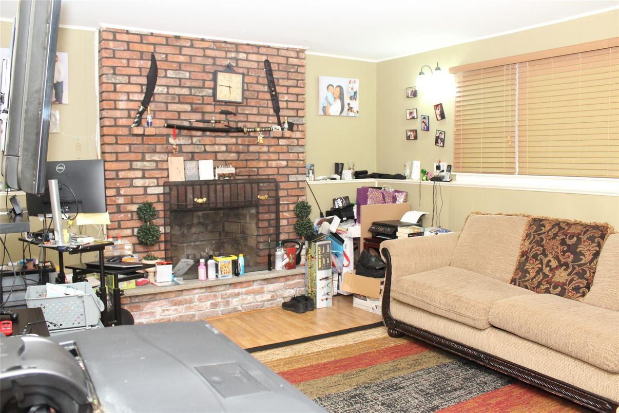 Fireplace, Home Office, Interior, Living room, Stone Walls, Wood Texture Flooring