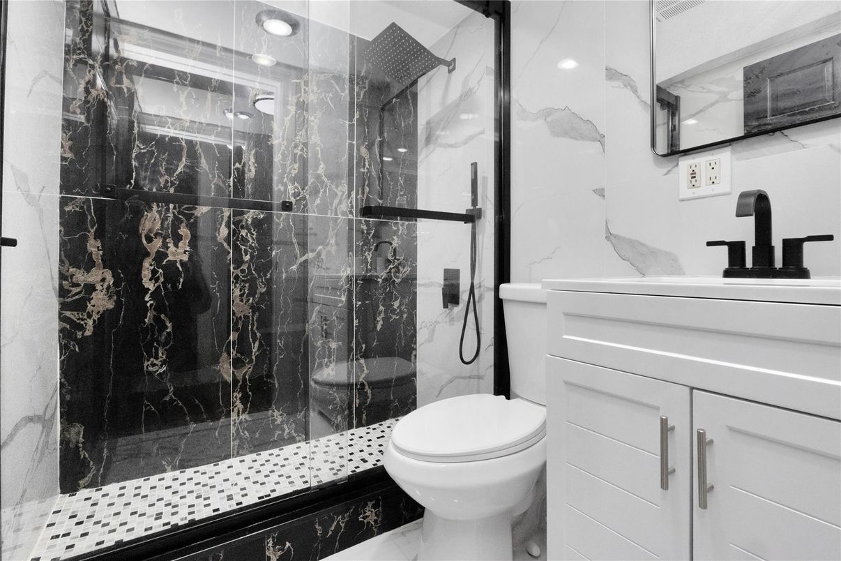 Bathroom, Glass Shower, Interior, Marble Walls