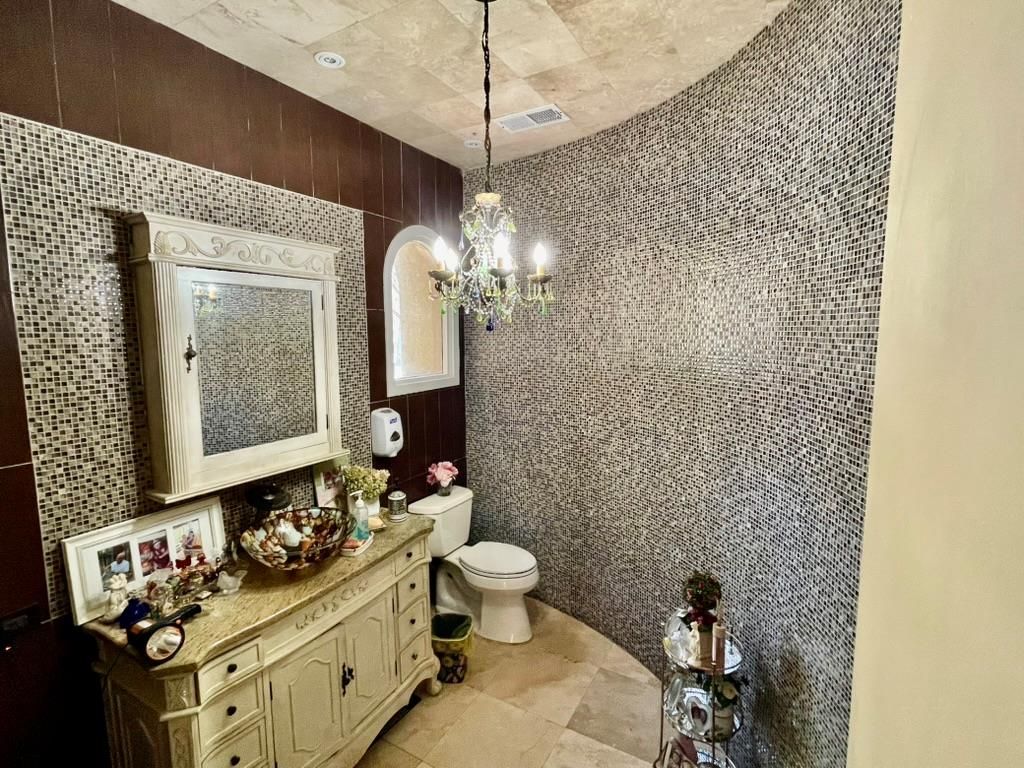 Bathroom, Chandelier, Interior