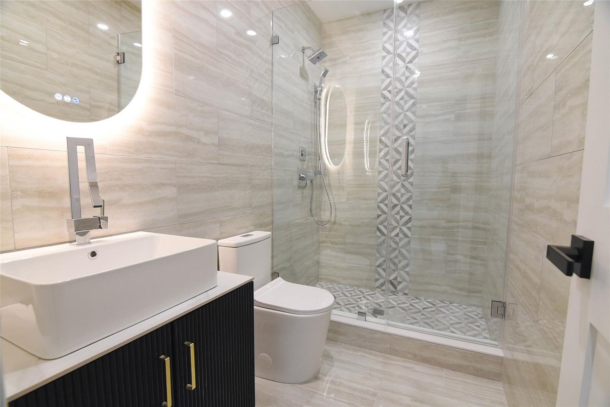 Bathroom, Glass Shower, Interior, Recessed Lighting