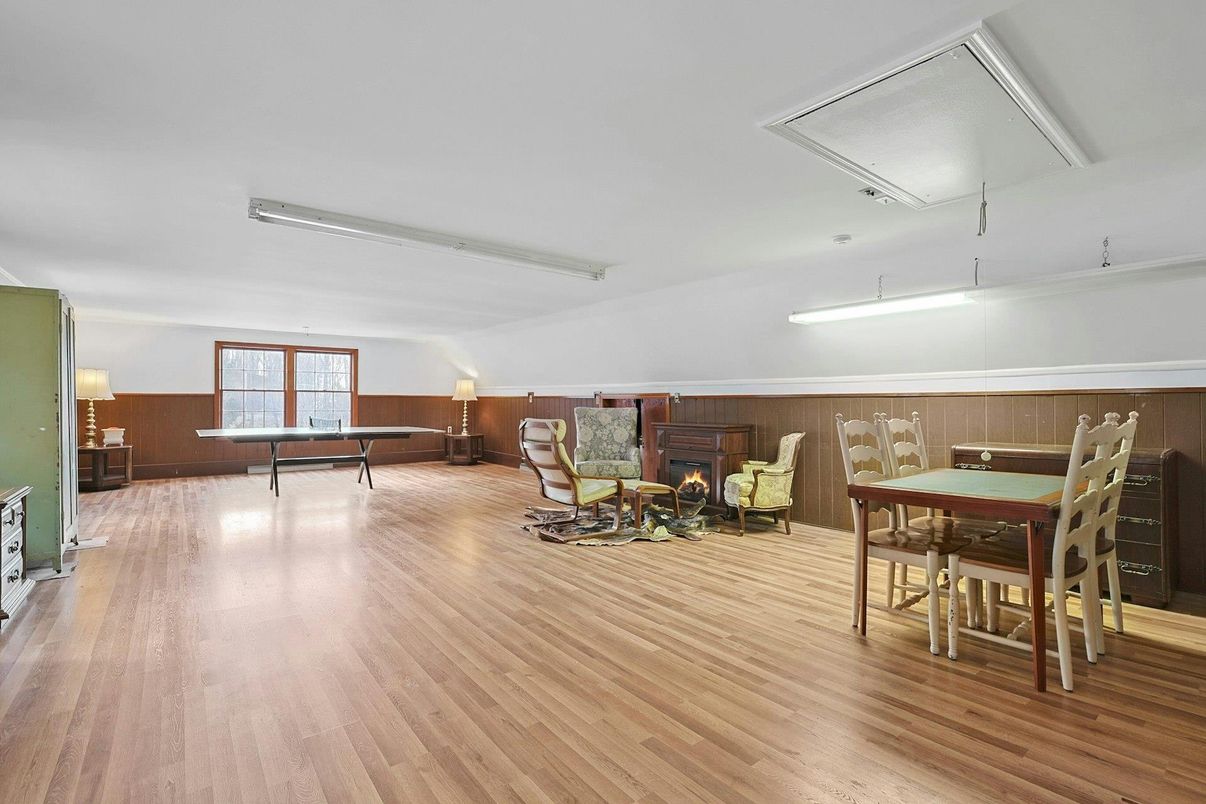 Dining room, Fireplace, Interior, Wood Texture Flooring