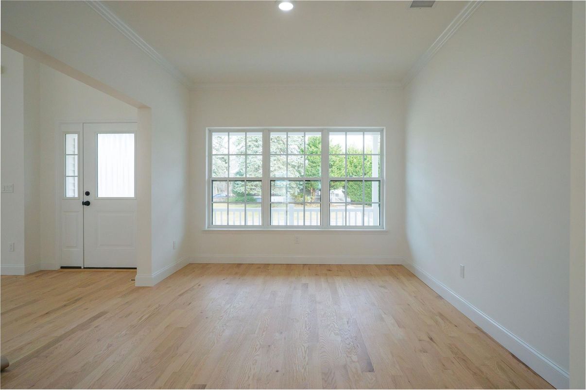 Empty room, Interior, Recessed Lighting, Wood Texture Flooring