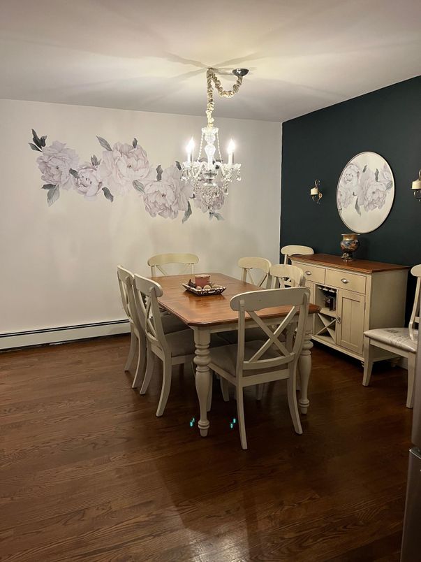 Chandelier, Dining room, Interior, Wood Texture Flooring