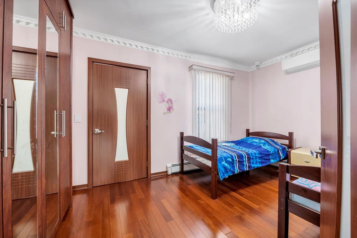 Bedroom, Chandelier, Interior, Wood Texture Flooring