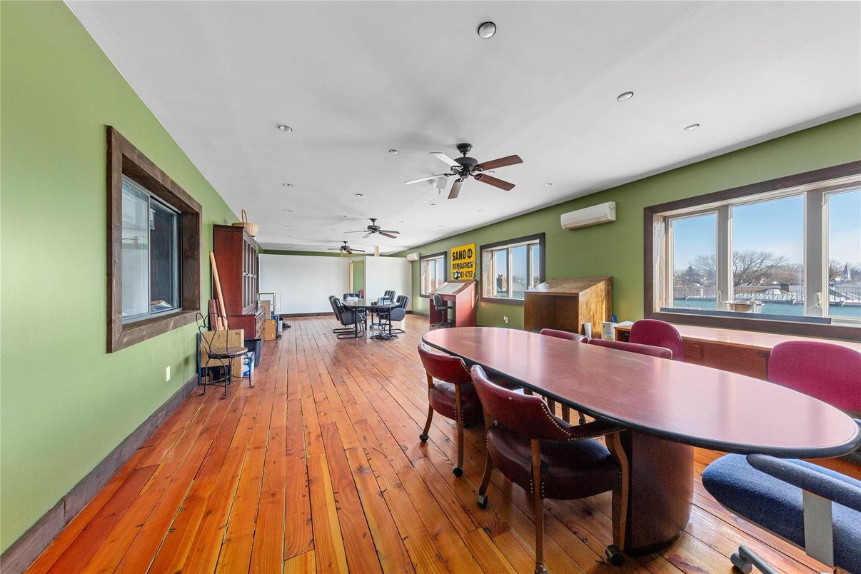 Dining room, Interior, Recessed Lighting, Wood Texture Flooring