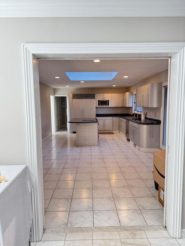 Interior, Kitchen, Marble, Recessed Lighting, Stainless Steel Appliances