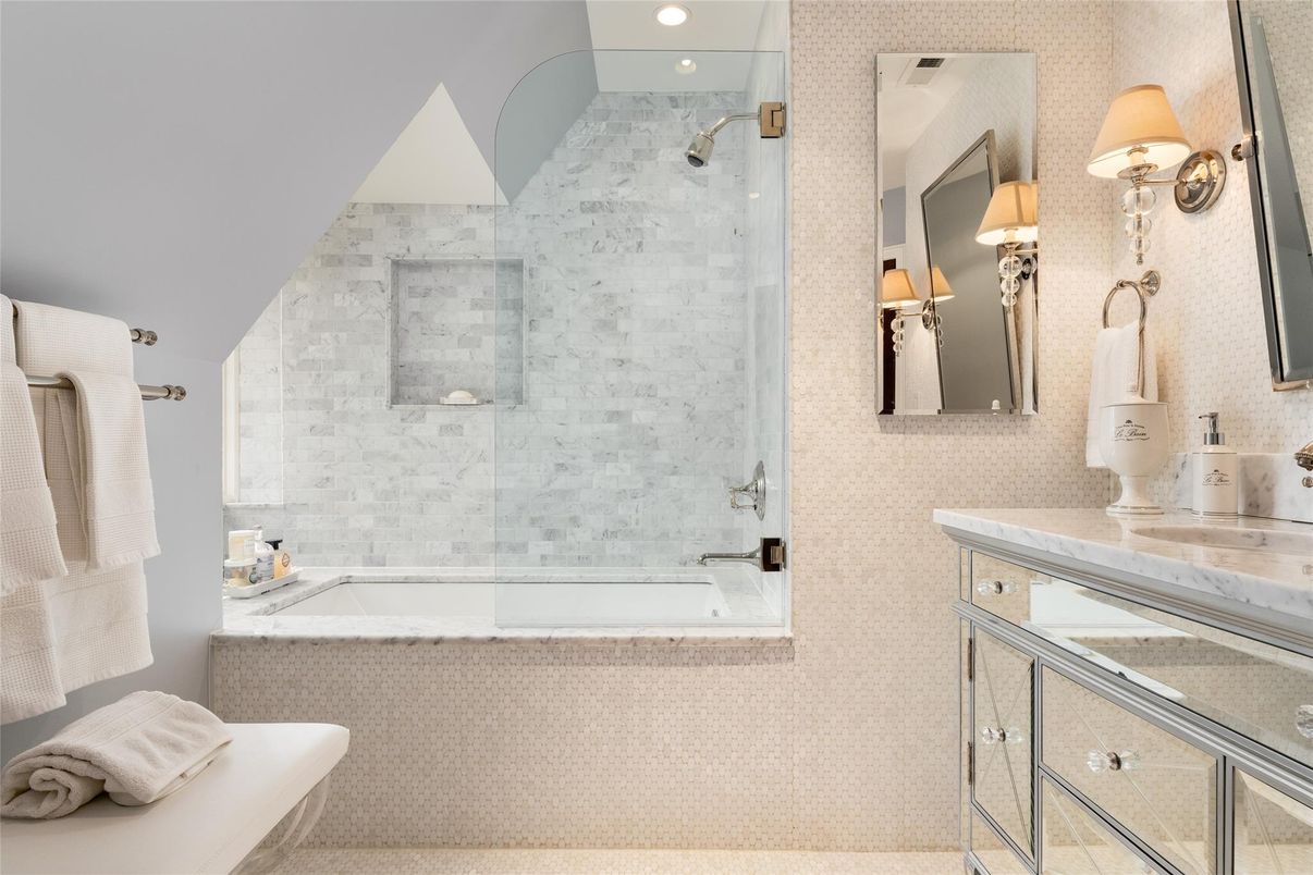 Bathroom, Glass Shower, Interior, Recessed Lighting