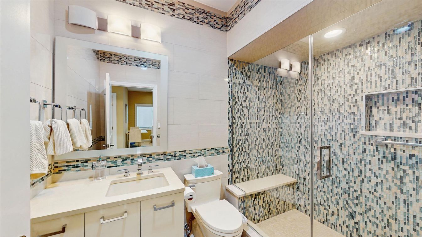 Bathroom, Glass Shower, Interior, Recessed Lighting