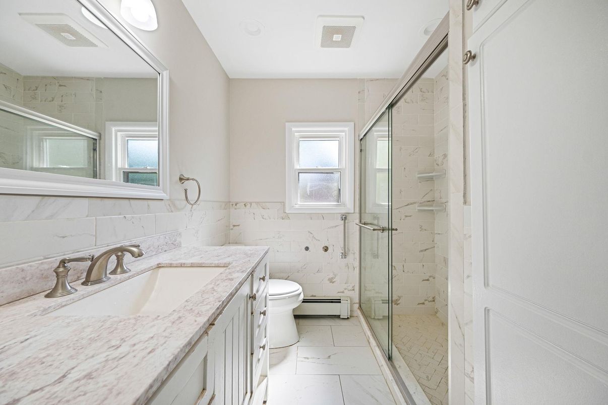 Bathroom, Glass Shower, Interior, Marble, Marble Walls