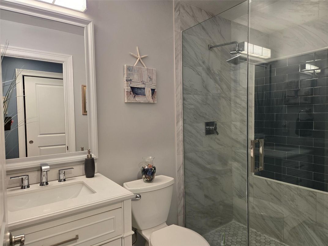 Bathroom, Glass Shower, Interior, Marble Walls
