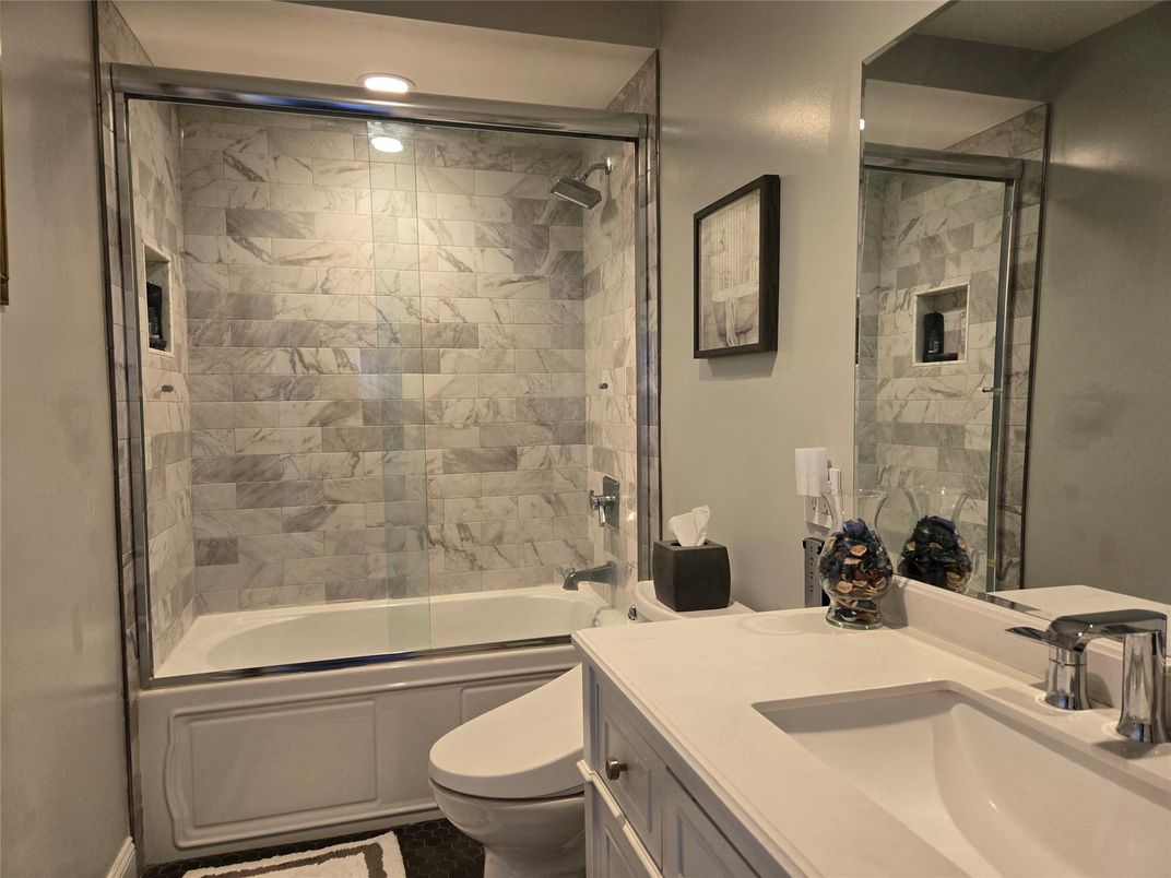 Bathroom, Glass Shower, Interior, Marble Walls, Recessed Lighting