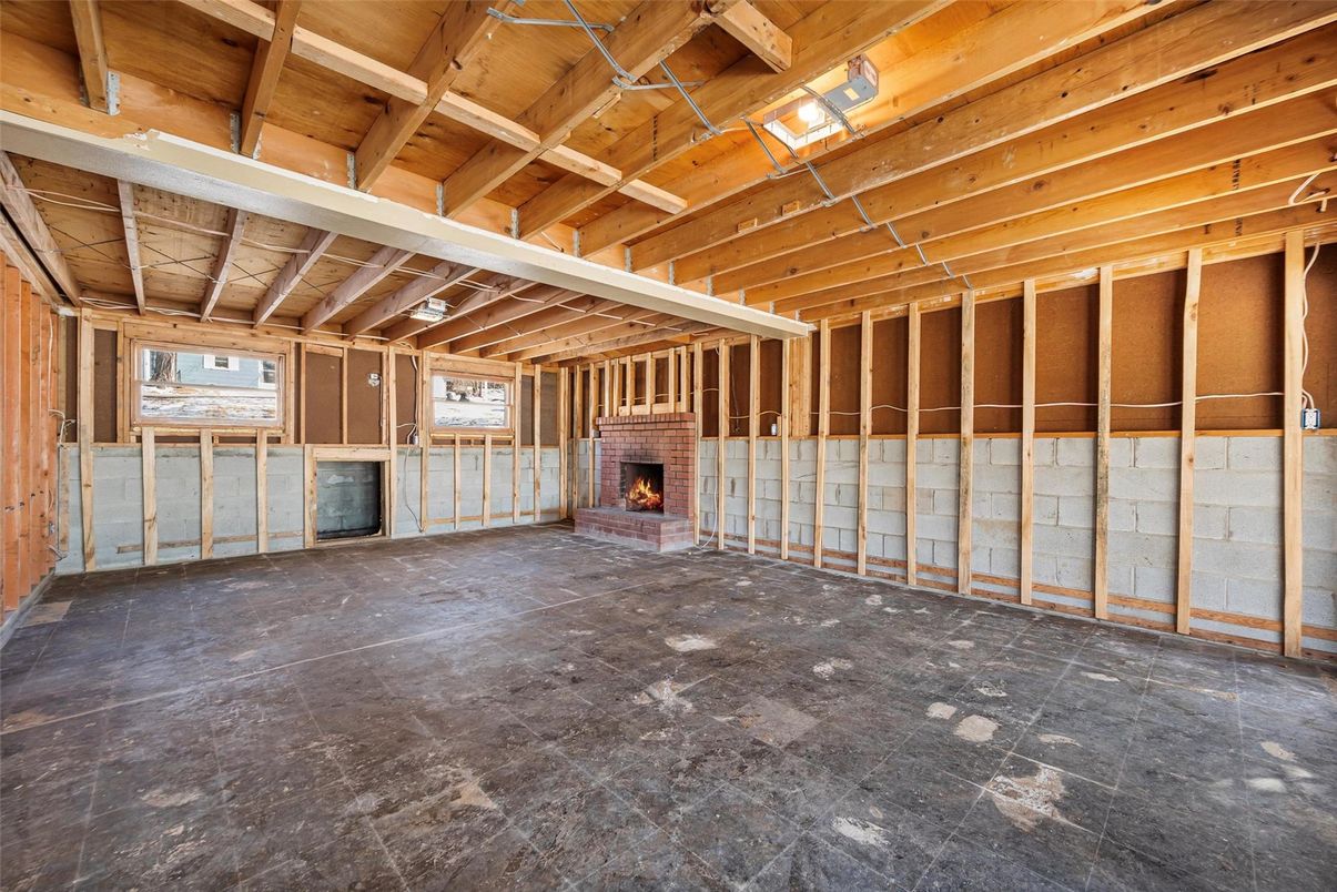 Empty room, Fireplace, Interior, Wooden Beams, Wooden Ceilings, Wooden Walls