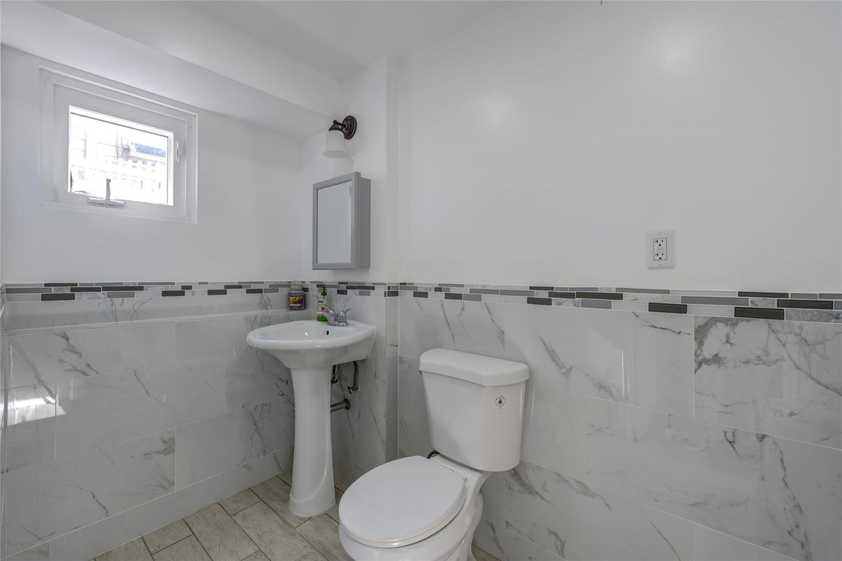 Bathroom, Interior, Marble Walls, Wood Texture Flooring