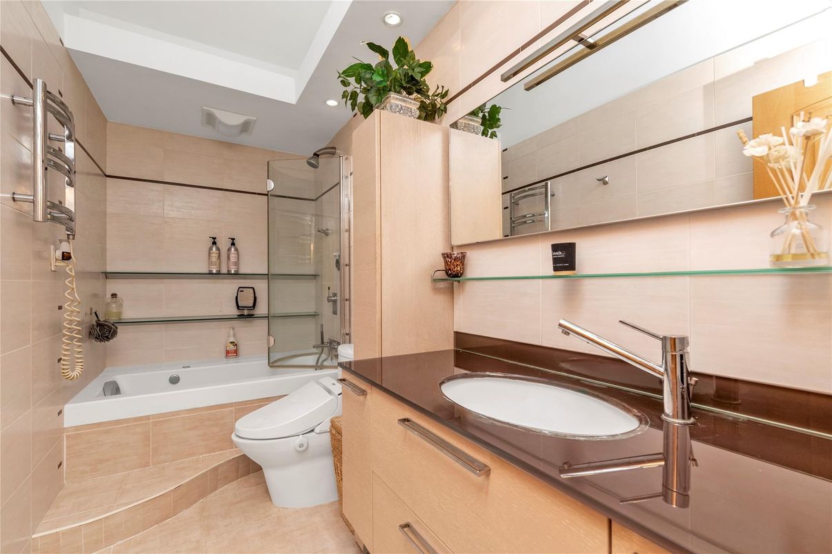 Bathroom, Glass Shower, Interior, Recessed Lighting