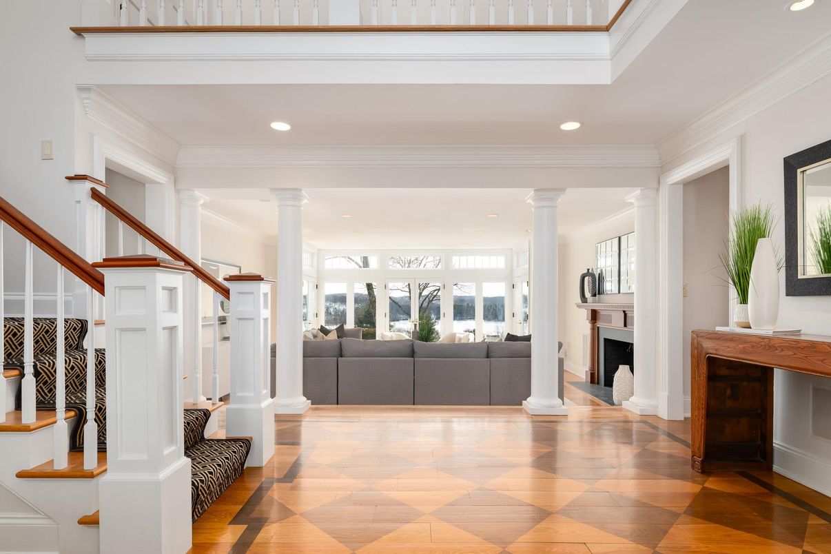 Fireplace, Interior, Recessed Lighting, Wood Texture Flooring