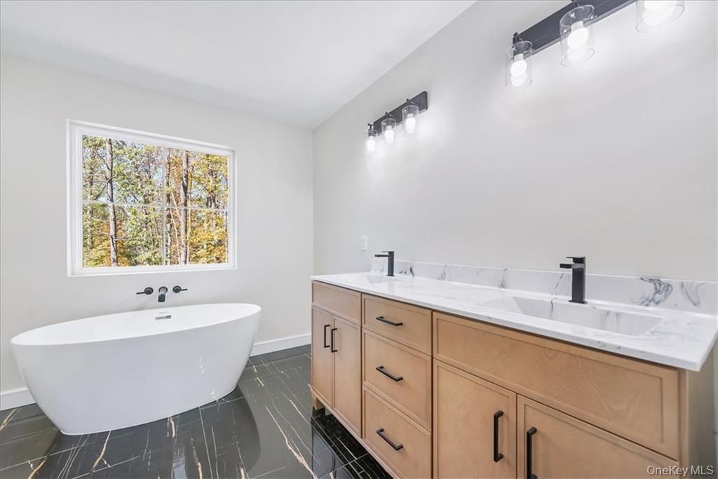 Bathroom, Dual Sink Vanities, Free Standing Baths, Interior, Marble