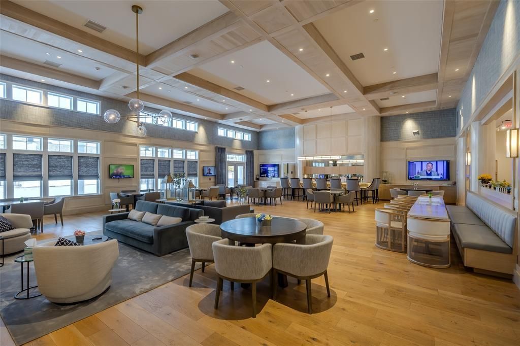 Dining room, Interior, Living room, Pendant Lights, Recessed Lighting, Wood Texture Flooring