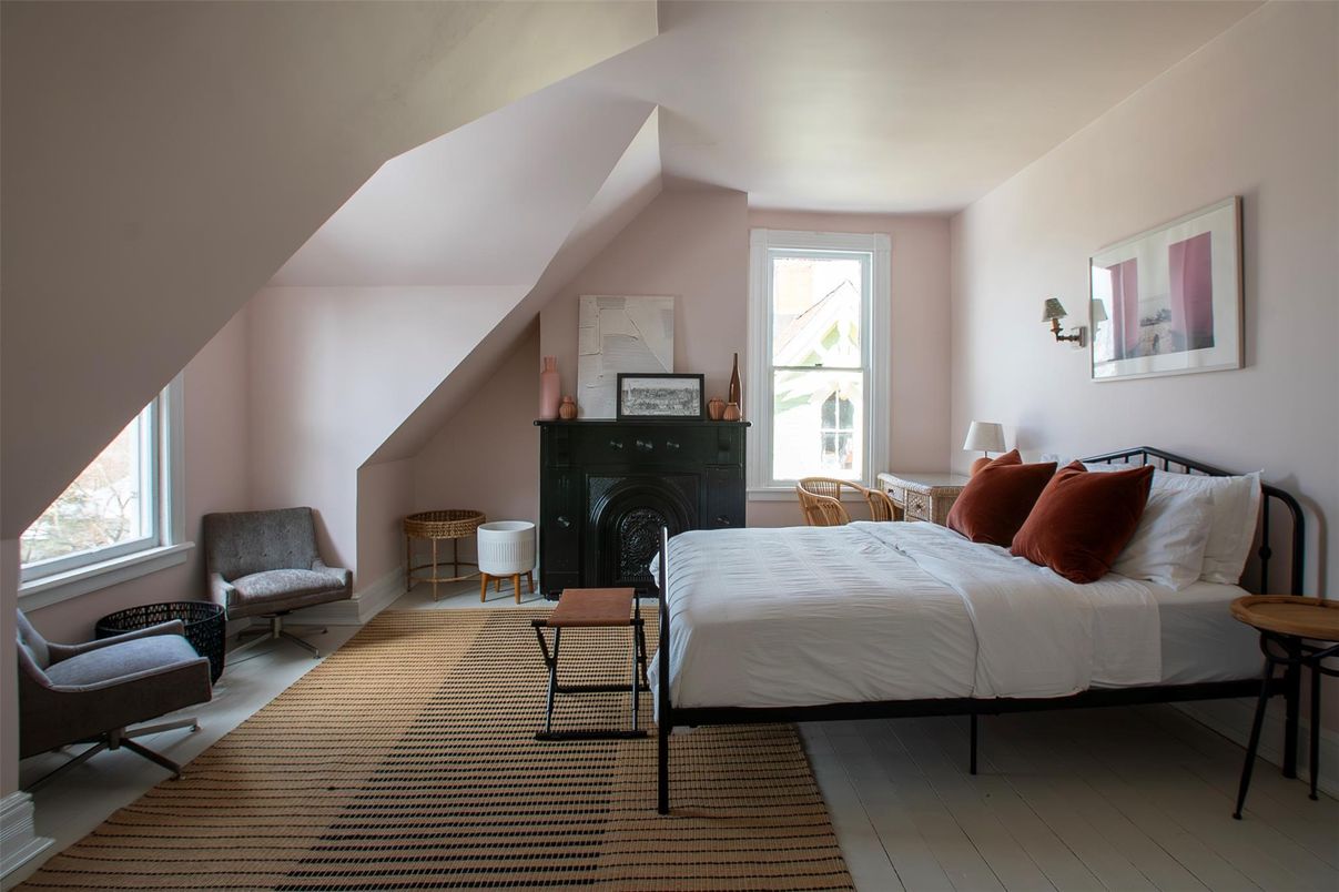Bedroom, Fireplace, Interior
