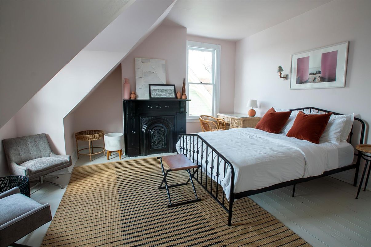 Bedroom, Fireplace, Interior