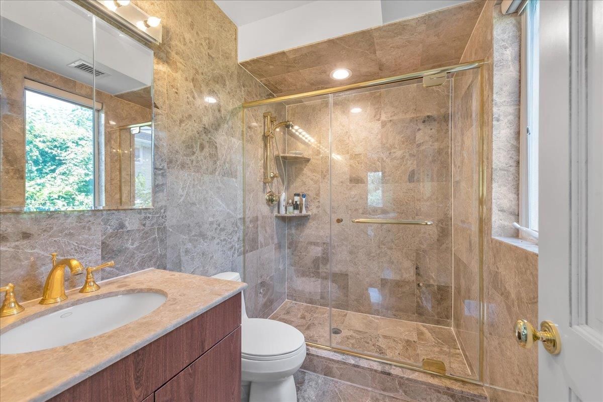 Bathroom, Glass Shower, Interior, Recessed Lighting