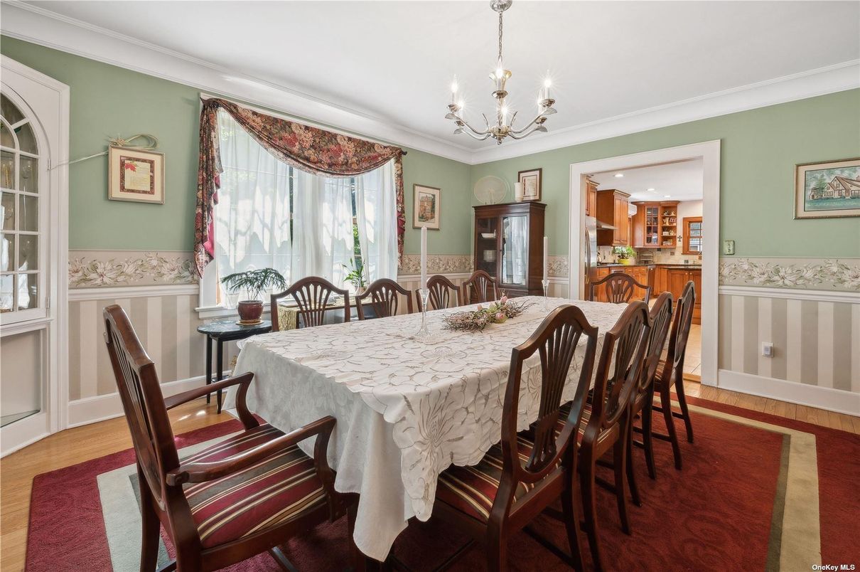 Chandelier, Dining room, Interior, Wood Texture Flooring