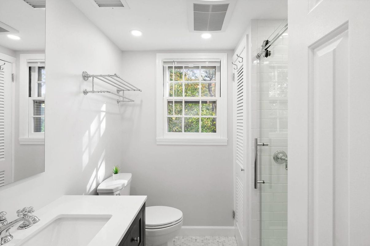 Bathroom, Glass Shower, Interior, Recessed Lighting