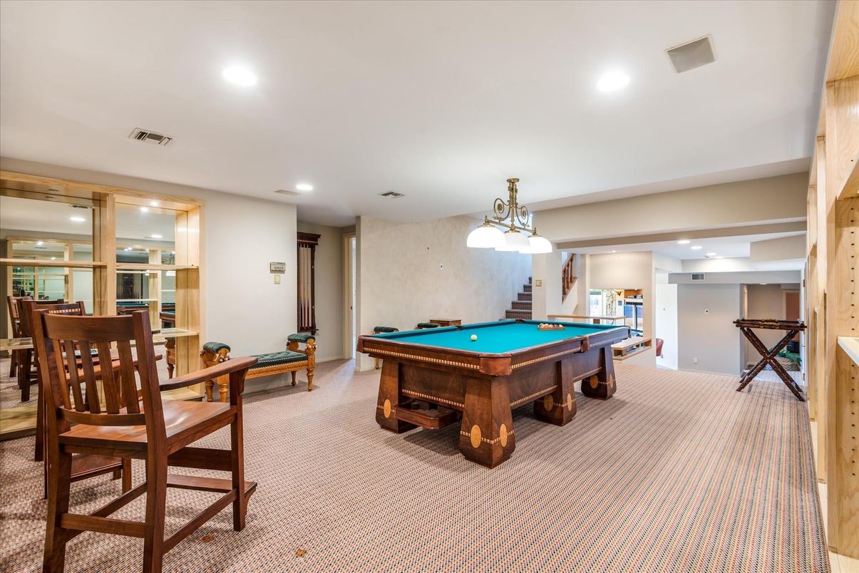 Billiard Table, Game Room, Interior, Pendant Lights, Recessed Lighting