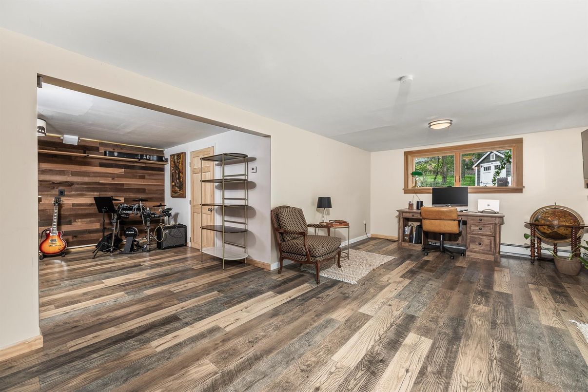 Home Office, Interior, Wood Texture Flooring, Wooden Walls