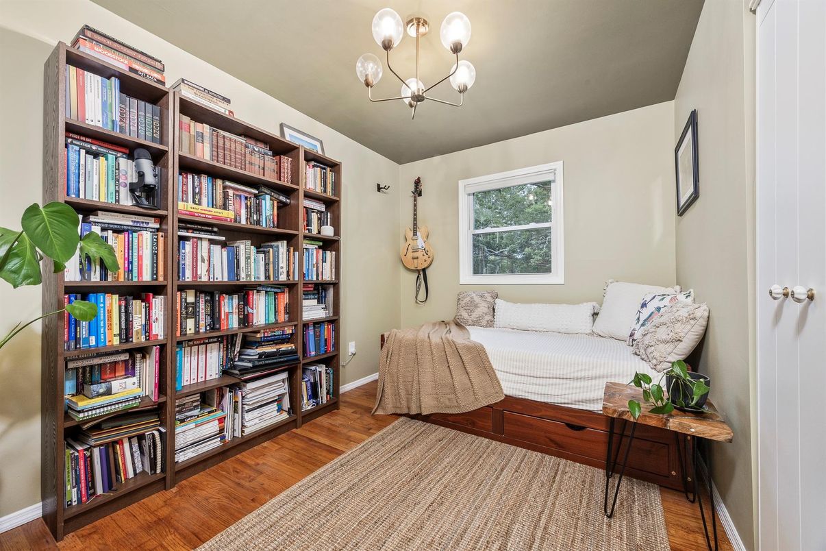 Bedroom, Chandelier, Interior, Wood Texture Flooring