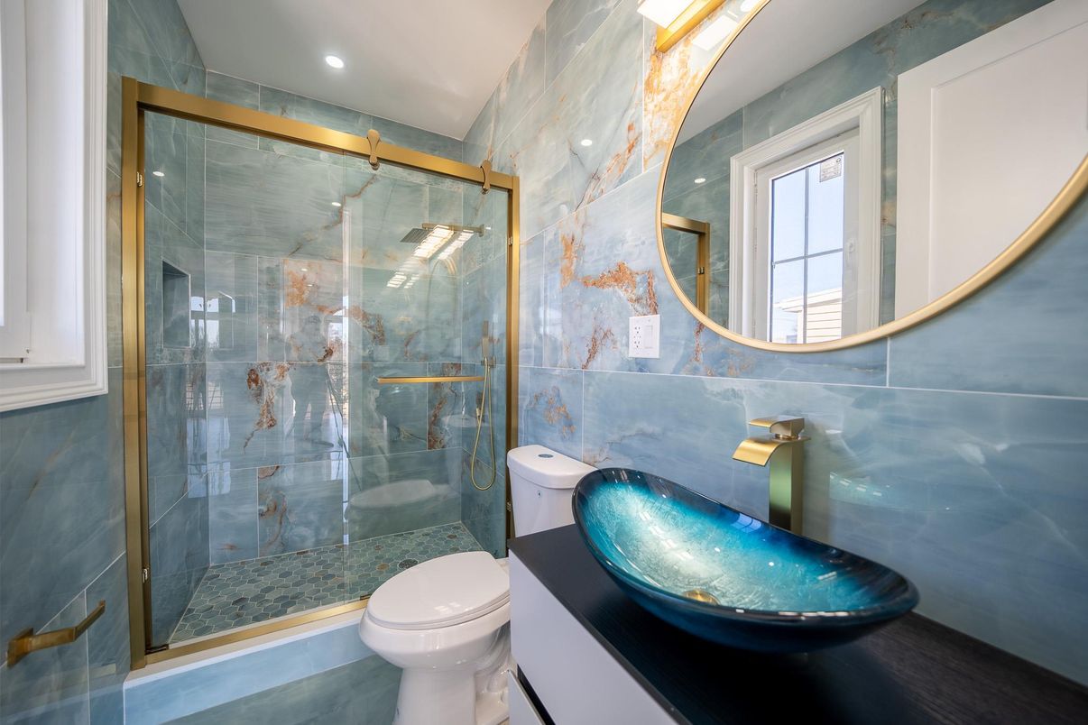Bathroom, Glass Shower, Interior, Recessed Lighting