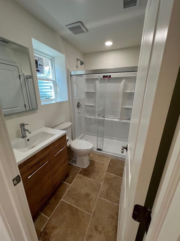 Bathroom, Glass Shower, Interior, Recessed Lighting