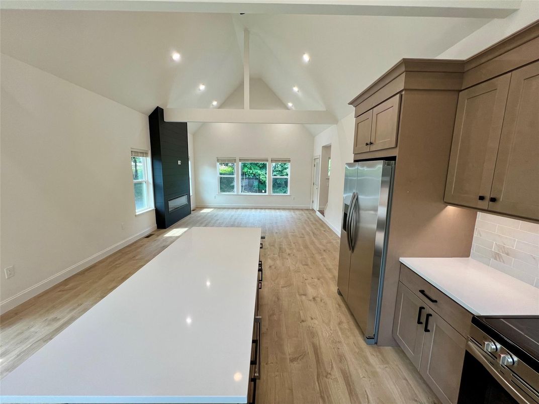 Interior, Kitchen, Recessed Lighting, Wood Texture Flooring