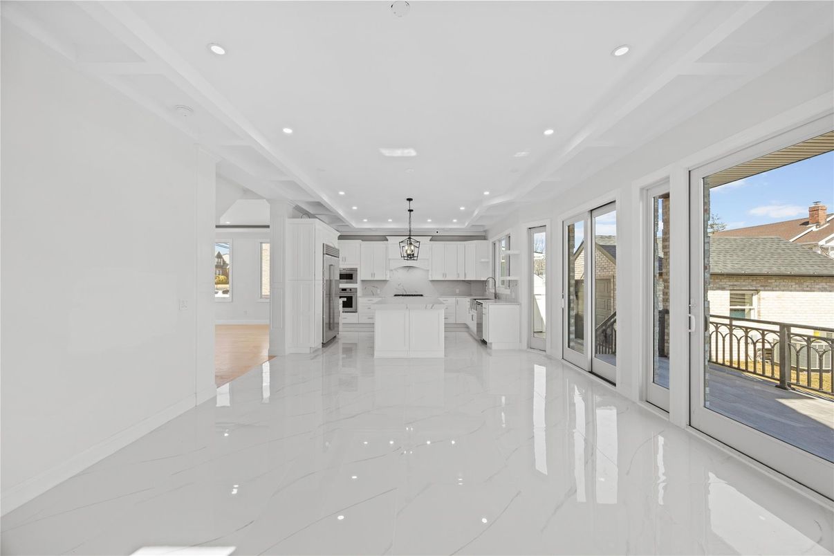 Interior, Kitchen, Marble, Pendant Lights, Recessed Lighting