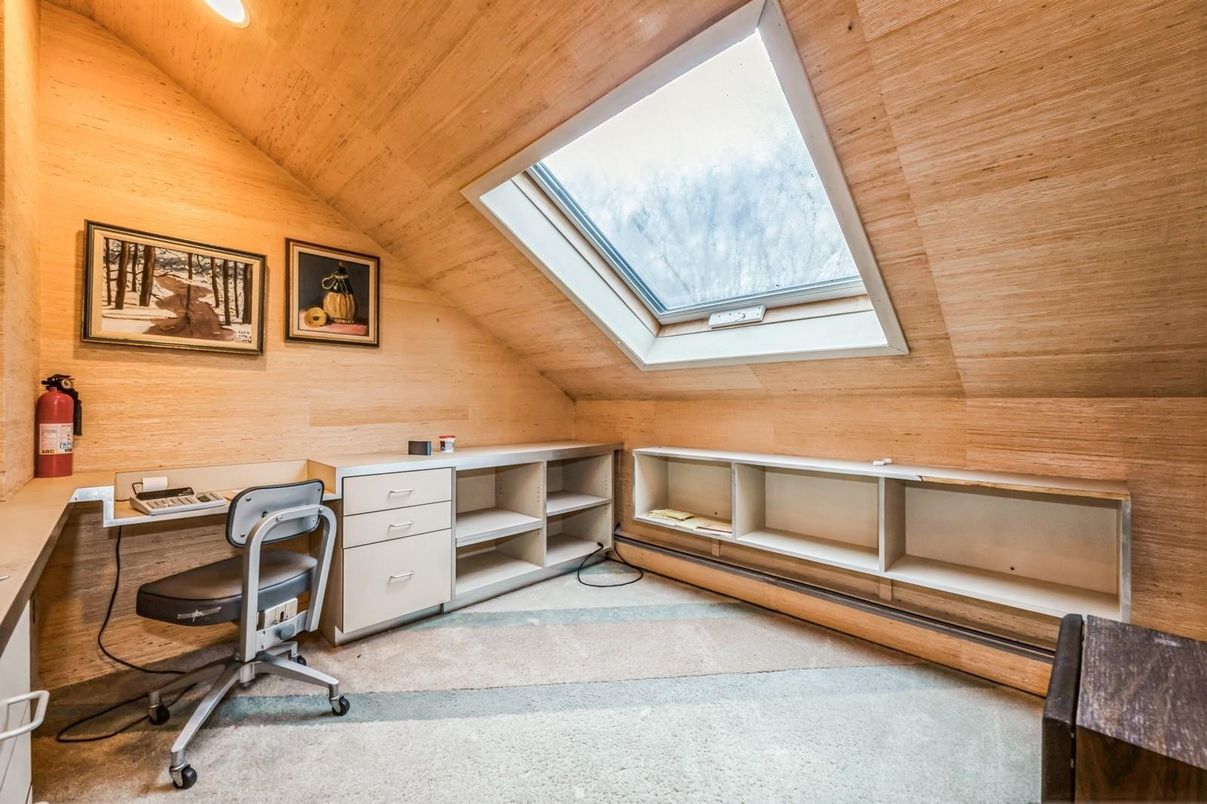 Home Office, Interior, Recessed Lighting, Wooden Ceilings, Wooden Walls