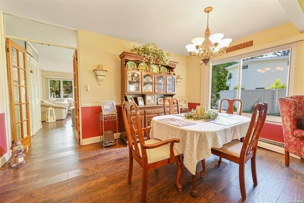 Chandelier, Dining room, Interior, Wood Texture Flooring