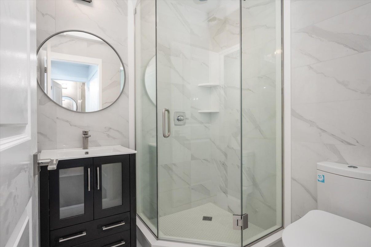 Bathroom, Glass Shower, Interior, Marble Walls