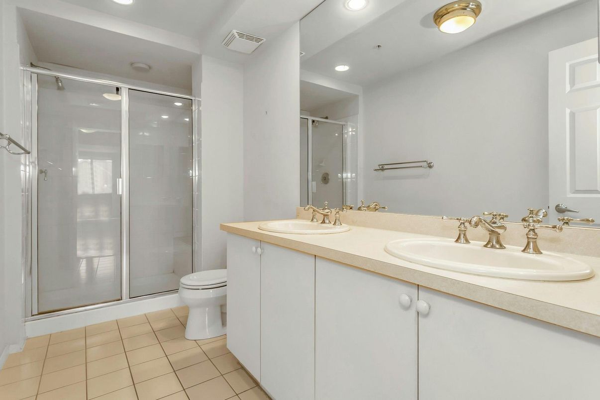 Bathroom, Dual Sink Vanities, Glass Shower, Interior, Recessed Lighting