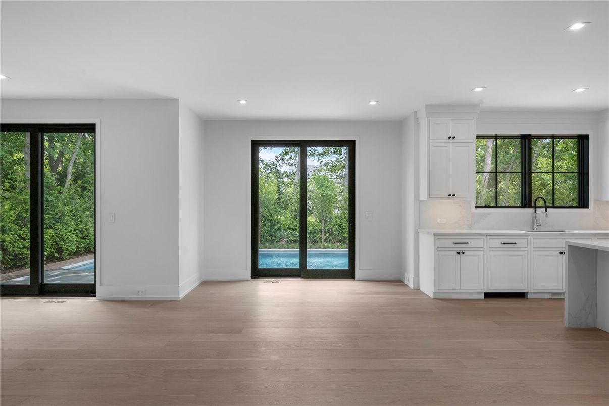 Interior, Kitchen, Recessed Lighting, Wood Texture Flooring