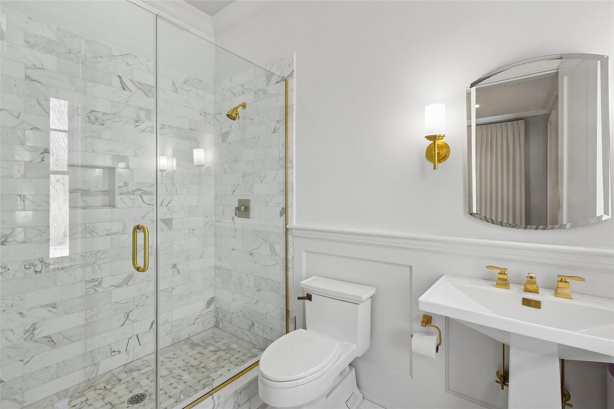 Bathroom, Glass Shower, Interior, Marble Walls