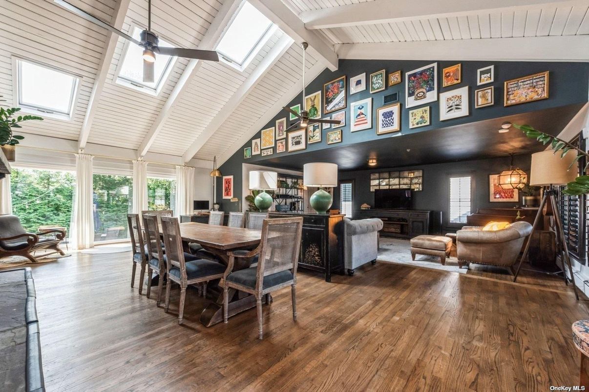 Dining room, Fireplace, Interior, Living room, Wood Texture Flooring