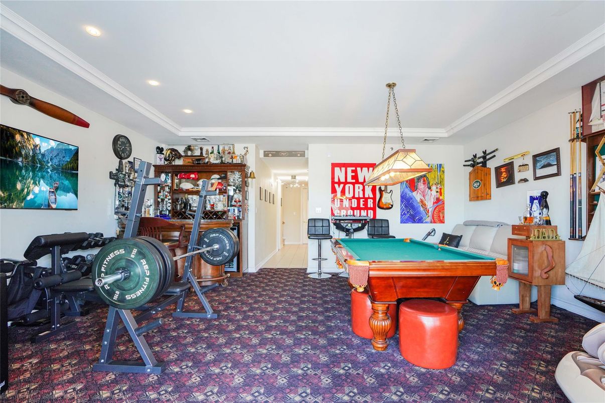 Billiard Table, Fitness Equipment, Game Room, Interior, Pendant Lights, Recessed Lighting