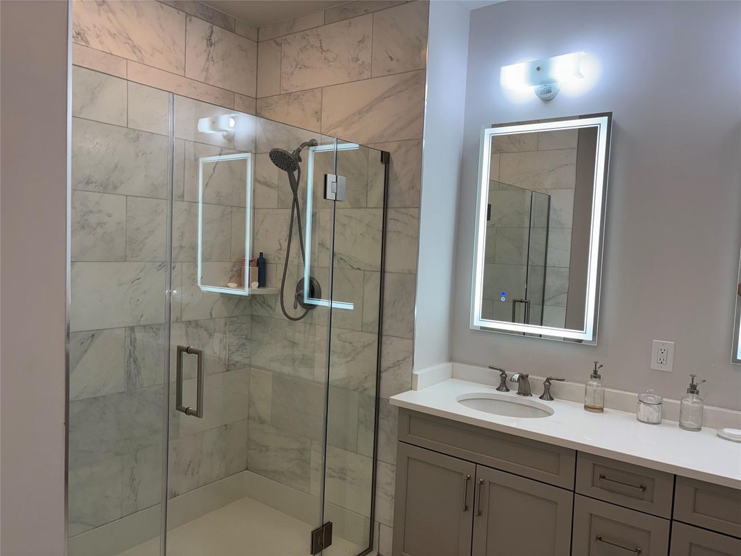 Bathroom, Glass Shower, Interior, Marble Walls
