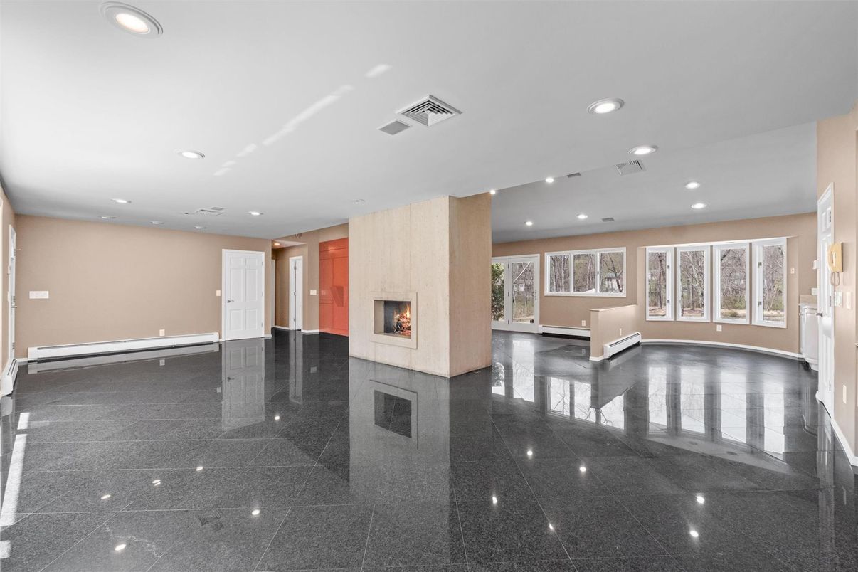 Empty room, Fireplace, Interior, Recessed Lighting