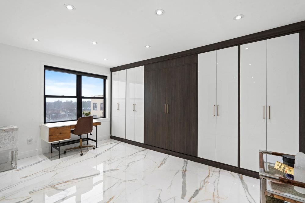Home Office, Interior, Marble, Recessed Lighting