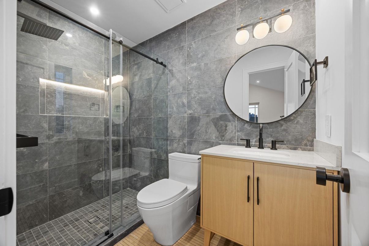 Bathroom, Glass Shower, Interior, Recessed Lighting