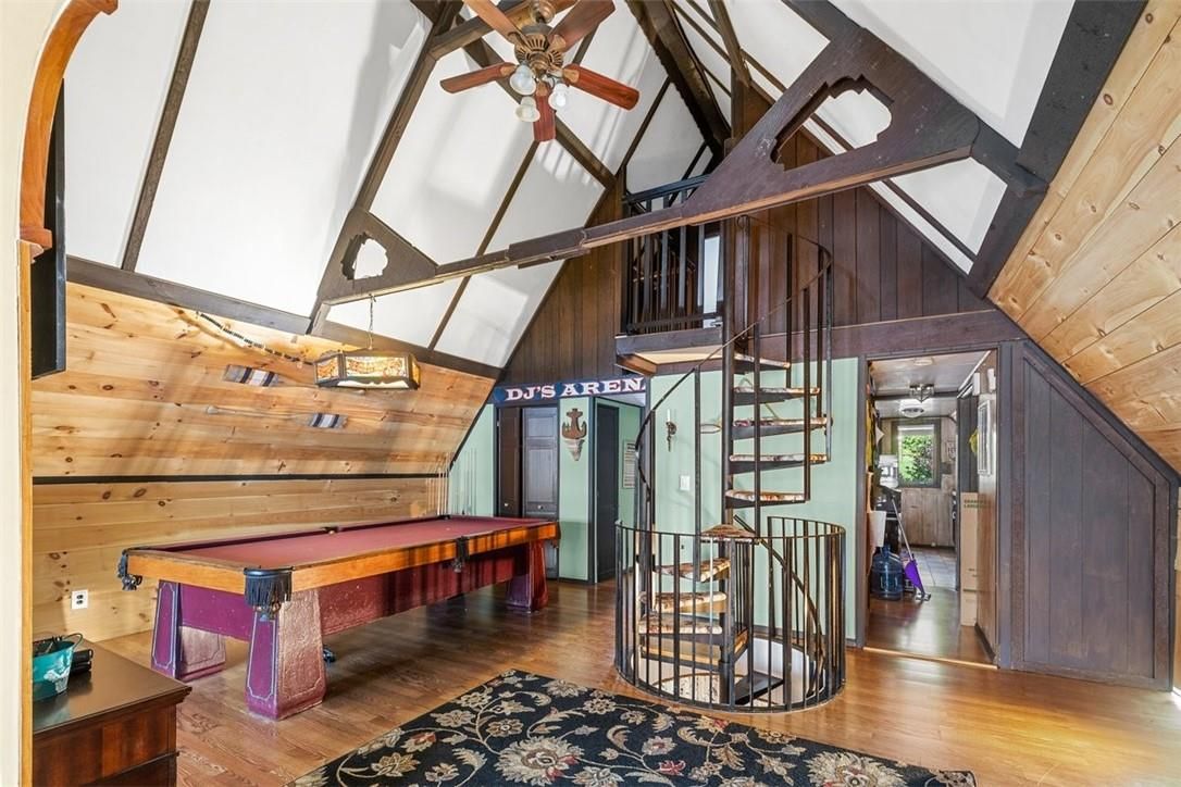 Billiard Table, Game Room, Interior, Wood Texture Flooring, Wooden Walls