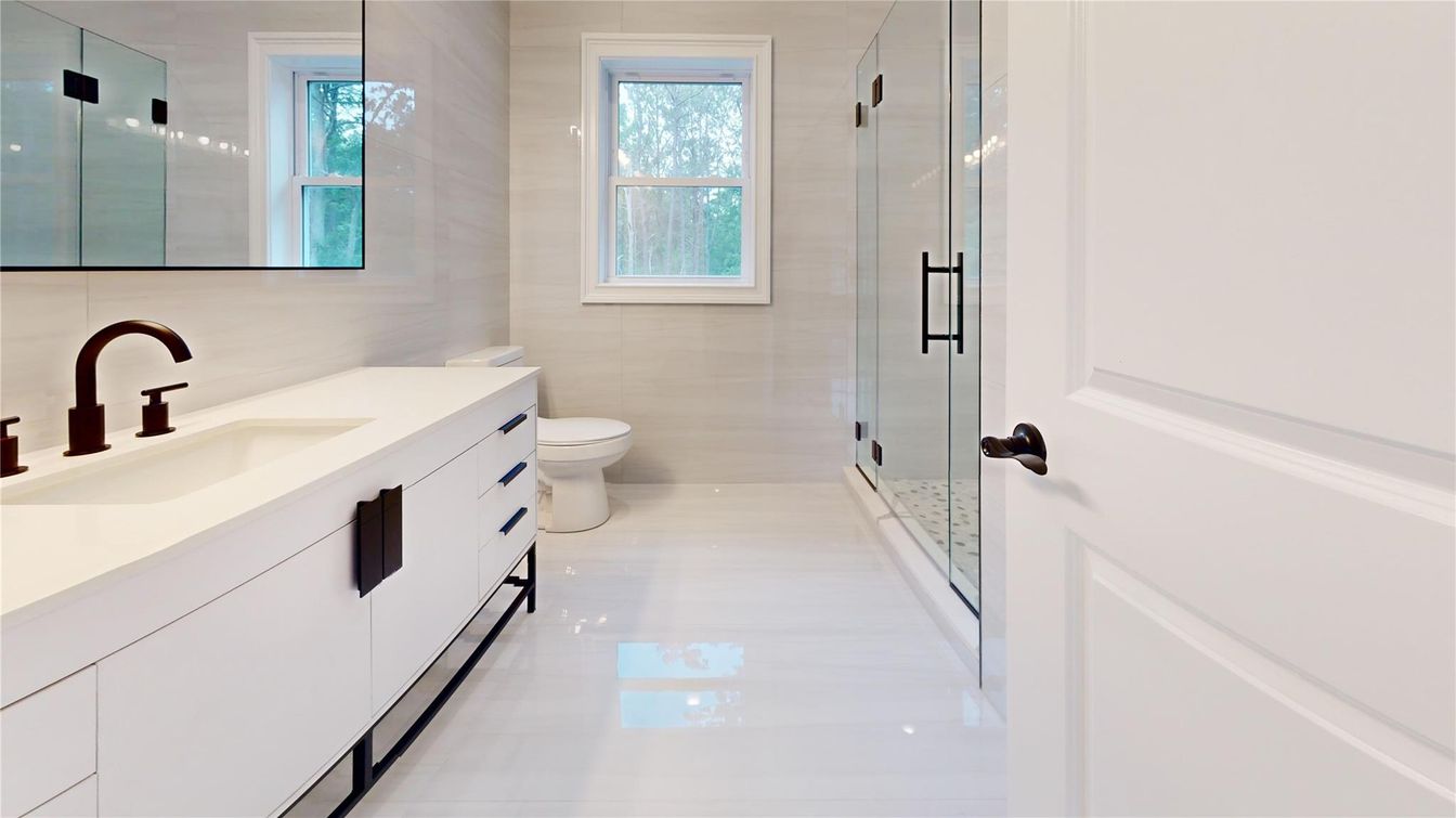 Bathroom, Dual Sink Vanities, Glass Shower, Interior