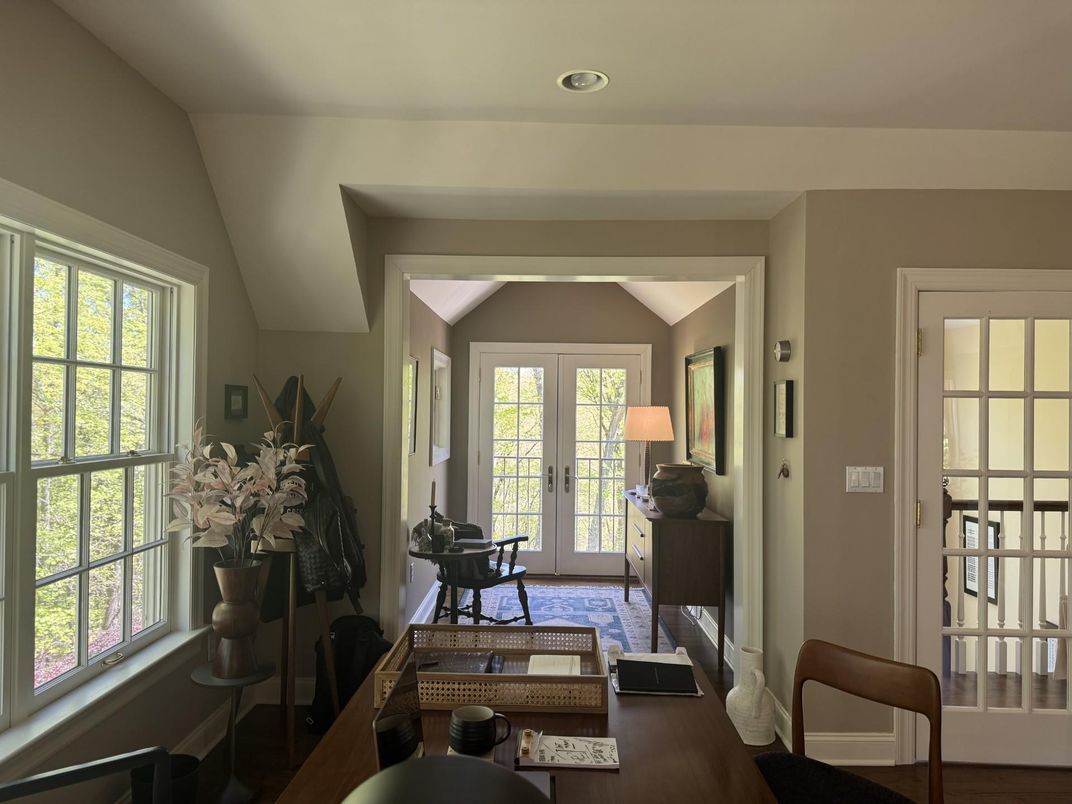 Home Office, Interior, Recessed Lighting, Wood Texture Flooring
